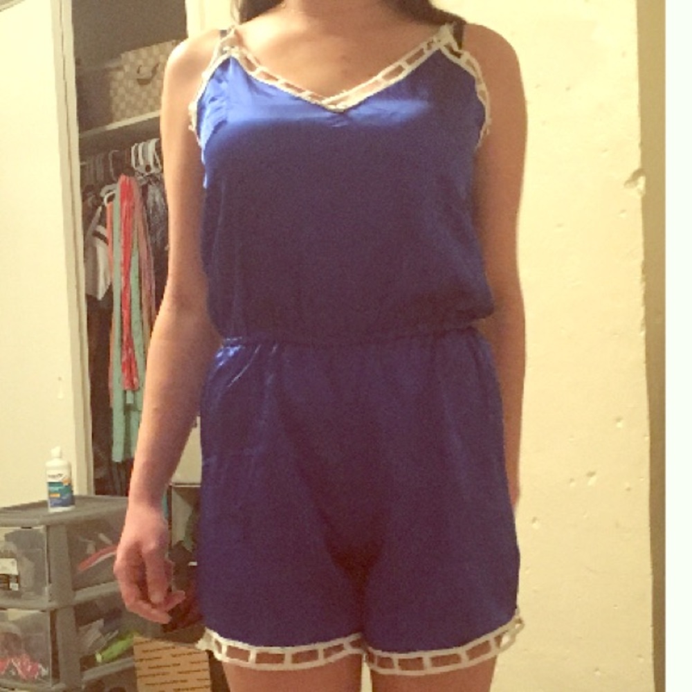 Satin blue romper